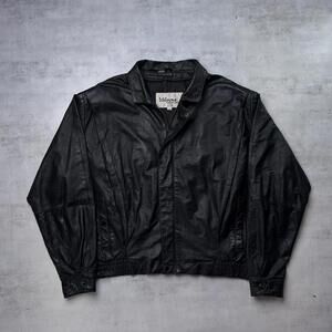 Vintage 90’s Black Wilson’s Leather Grunge Genuine Leather Bomber Jacket